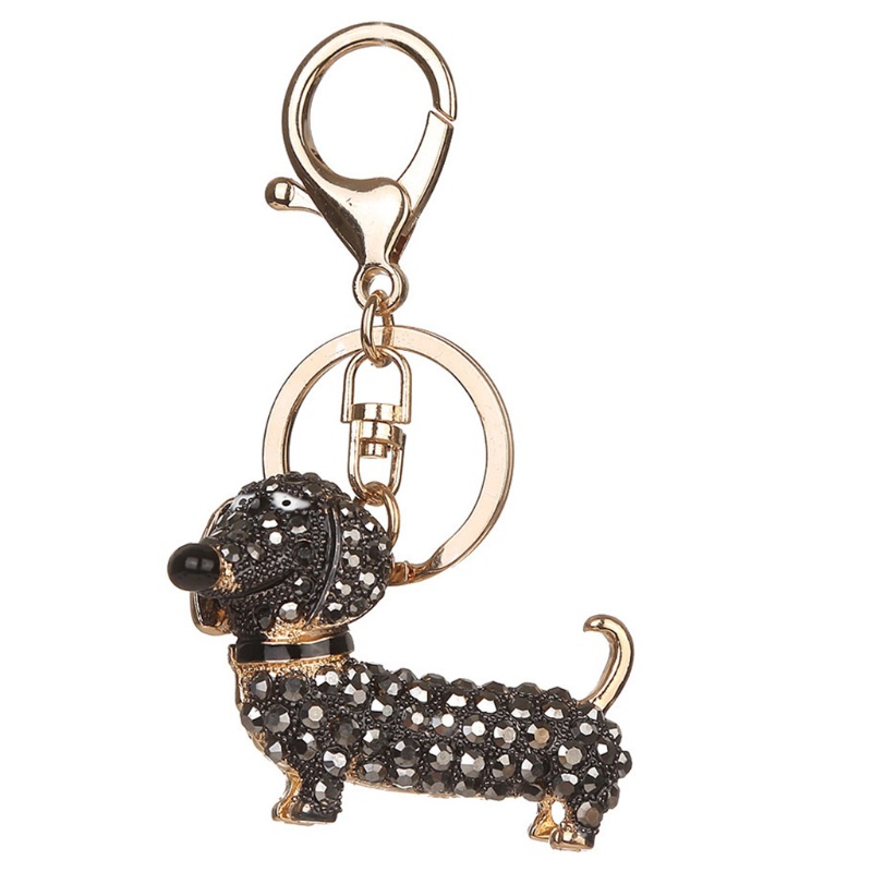 SIY  Bling Dog Dachshund Keychain Handbag Purse Pendant Car Holder Key Ring Jewelry