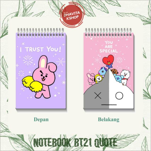 

NOTEBOOK KPOP MURAH BT21 QUOTE (KOYA/RJ/SHOOKY/MANG/CHIMMY/TATA/COOKY)