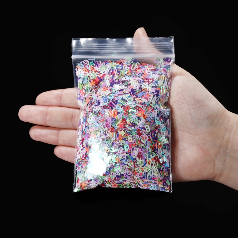 10g / Kantong Glitter Resin Motif Huruf Inggris Untuk Dekorasi Nail Art DIY