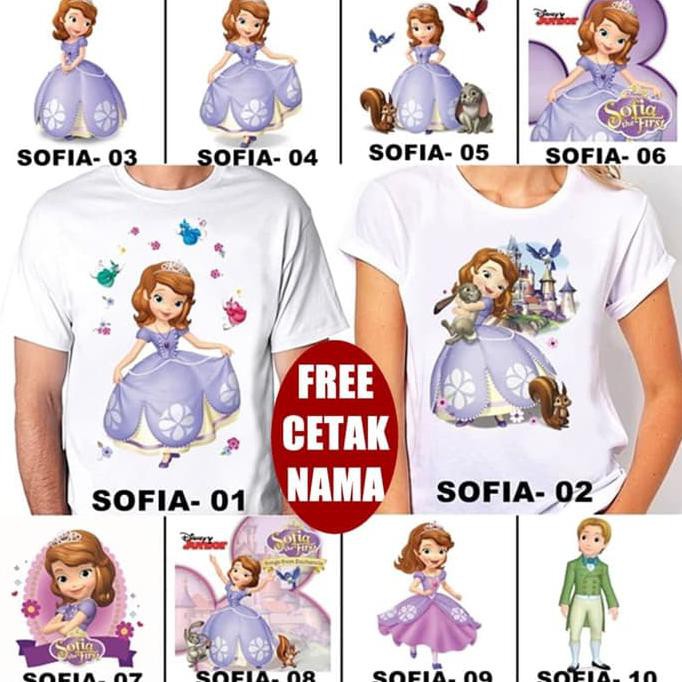 promo kaos / baju sofia dewasa 10 desain (free tulisan/nama) terbaru