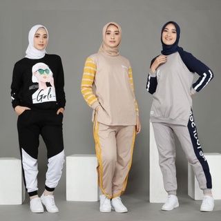Setelan Olahraga wanita - Baju olahraga Wanita Muslim - Setelan Senam Sepeda Gowes Wanita