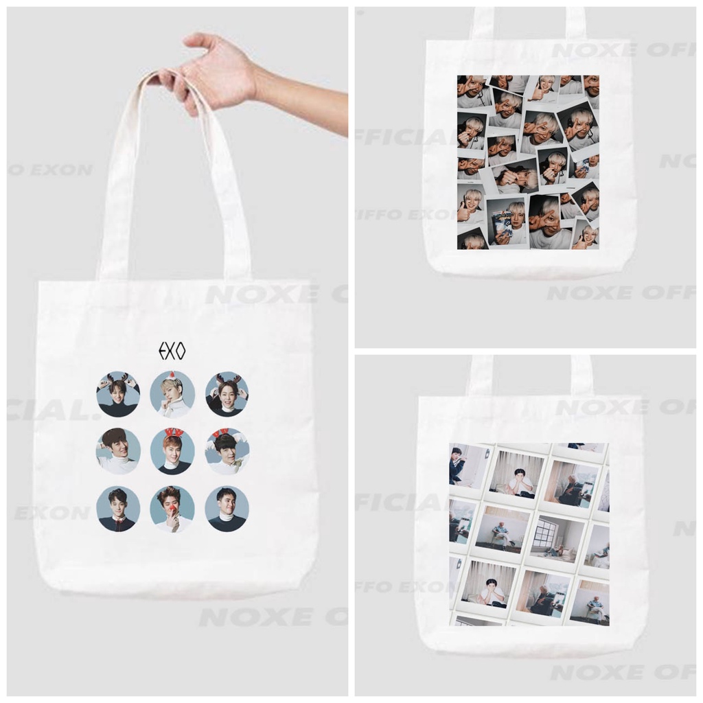 TOTEBAG KANVAS SUHO PARK CHAN YEOL OH SEHUN KIM JONG IN D.O BAEK HYUN