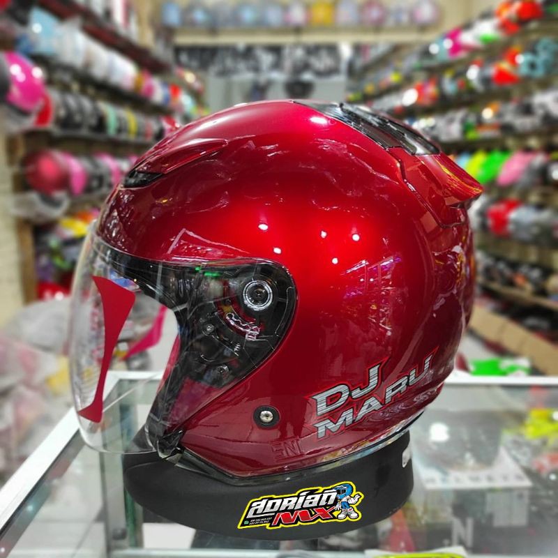 HELM KYT DJ MARU RED MAROON ORIGINAL HELM TOURING KYT DJMARU MERAH MARUN HELM HALF FACE KYT MURAH