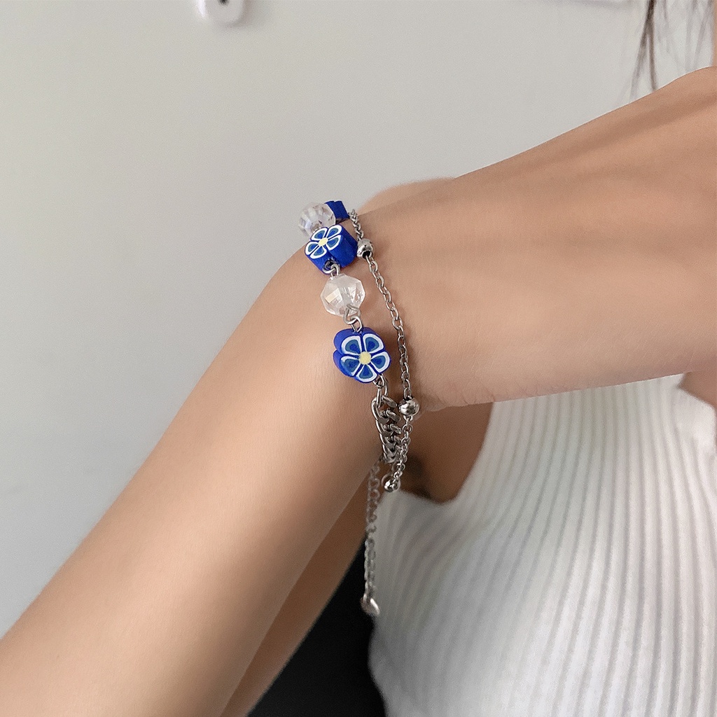 Baru Kristal string manik-manik Bunga Gelang gadis in niche desain lucu XIAOXIANGFENG gelang all-mat