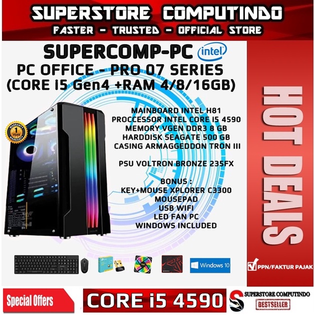 PC Rakitan Office Core i5-RAM 4/8/16GB-PRO 07 Series-Siap Pakai