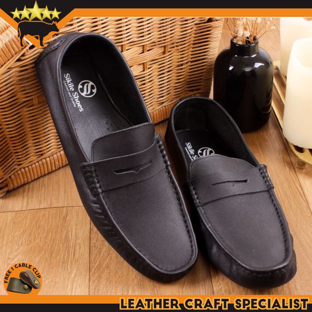 NAVARA SIKILE SHOES SEPATU PANTOFEL KANTOR KULIT SAPI ASLI MOCASIN PROMO FREE CABLE CLIP