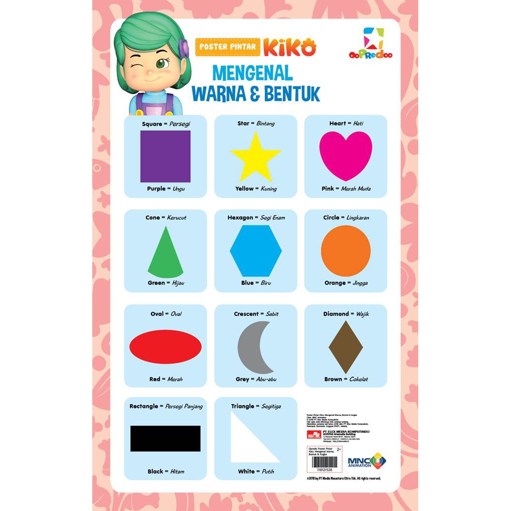Opredo Poster Pintar Kiko: Mengenal Warna, Bentuk & Angka