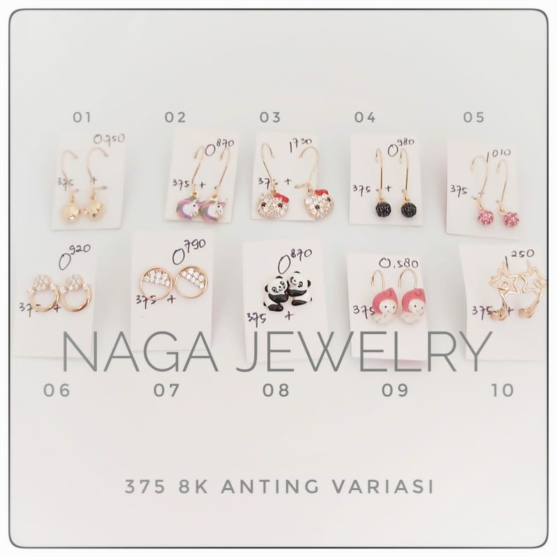 Anting anak emas variasi emas 375