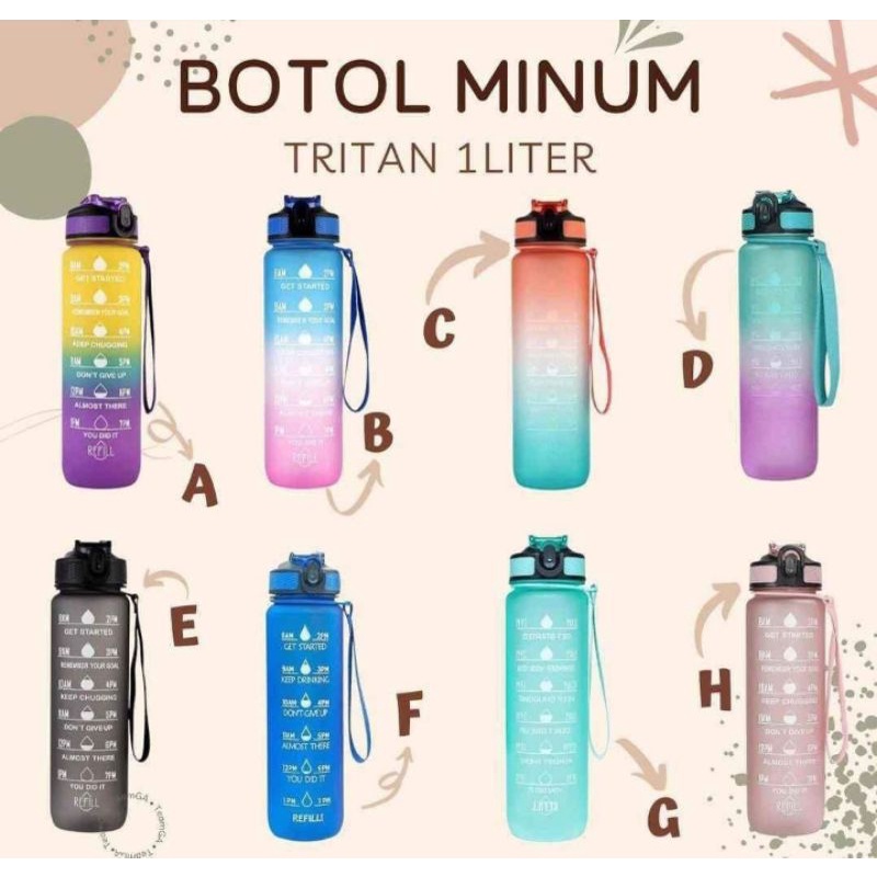 botol minum 1 liter botol minum 1000 ml pelangi botol minum viral