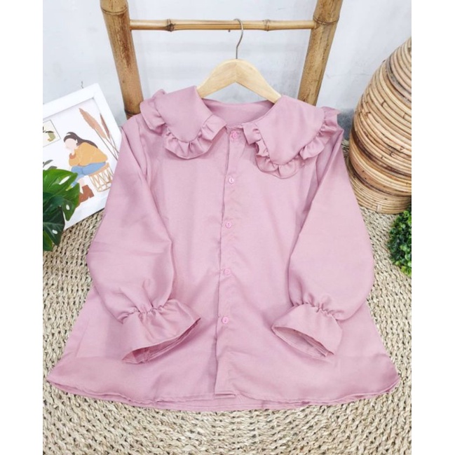 BLOUSE MIZU TARTAN / BLOUSE TARTAN KOREAN STYLE / BLOUSE KOTAK KOTAK KERAH REMPEL-ANDREA DUSTY
