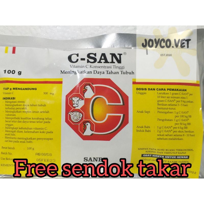 C-SAN Sanbe 100 gram -  Csan Vitamin C Dosis Tinggi untuk Ayam dll