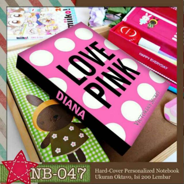 

NB-047 Custom Notebook A6 Love Pink Polka