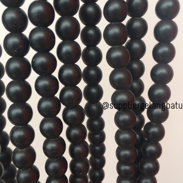 renceng batu alam blackstone doff natural 8mm bahan gelang kalung cina
