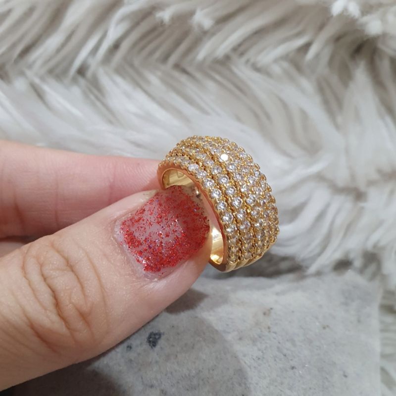 Cincin Zircon Lapis Emas Mata kilau cincin Zircon gold Premium Quality Anti karat anti alergi 661