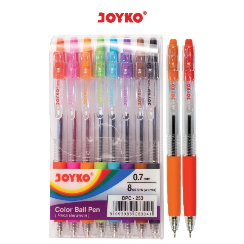 Pulpen cetek warna warni ball pen BPC253 JK 8pcs