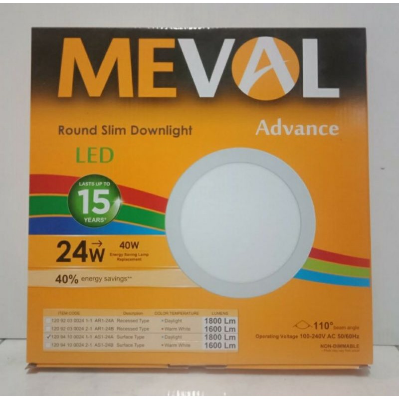 Meval Downlight Outbow Surface Slim 24W bulat dan kotak nyala putih. Led panel OB outbow tempel pavon 24Watt