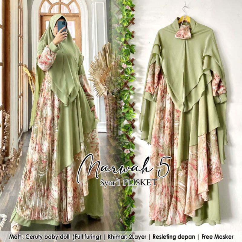 Marwah 5 Syari Plisket Free Masker