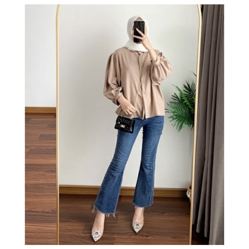 PREMIUM SHAKILA / Elze Shakila Batwing Shirt / Blouse Polos Oversize / Blouse Bahan Adem / Kemeja Po