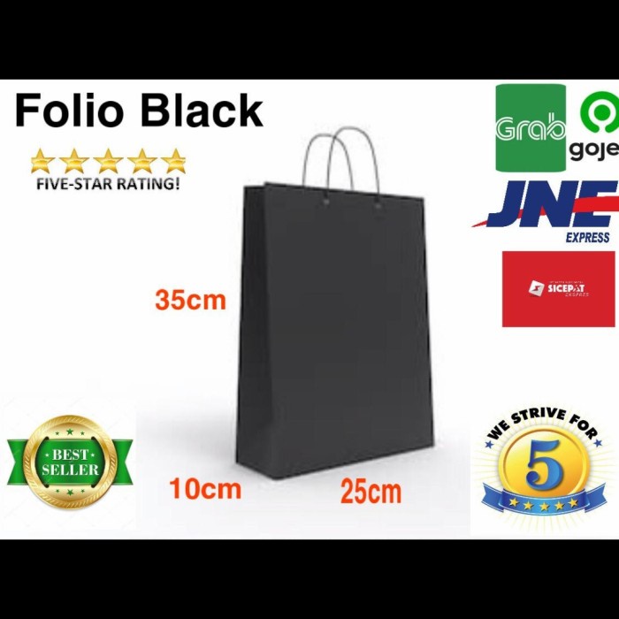 

PROMO PAPERBAG POLOS HITAM / PAPERBAG POLOS / TAS KERTAS POLOS UK 25x10x35