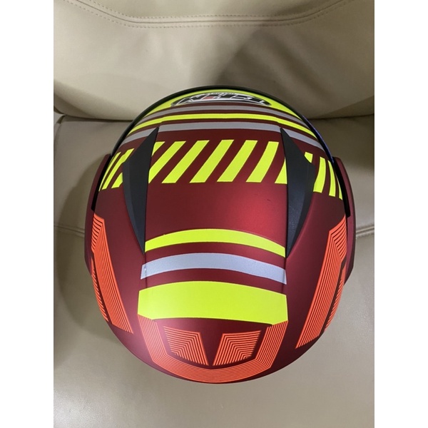 Helm Dewasa GHM Vista Stabilo Merah Kuning SNI Half Face