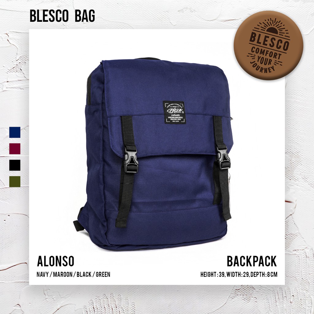 Tas Punggung Pria Warna Navy - Blesco Alonso Ransel Kuliah Tas Laptop 14 inch