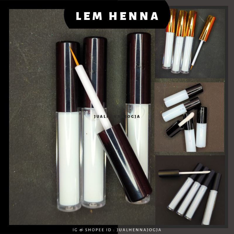 LEM HENNA alesha Glue Rosella lipgloss liptint lipcream eyeliner mini lem kulit kuas tumpul runcing 