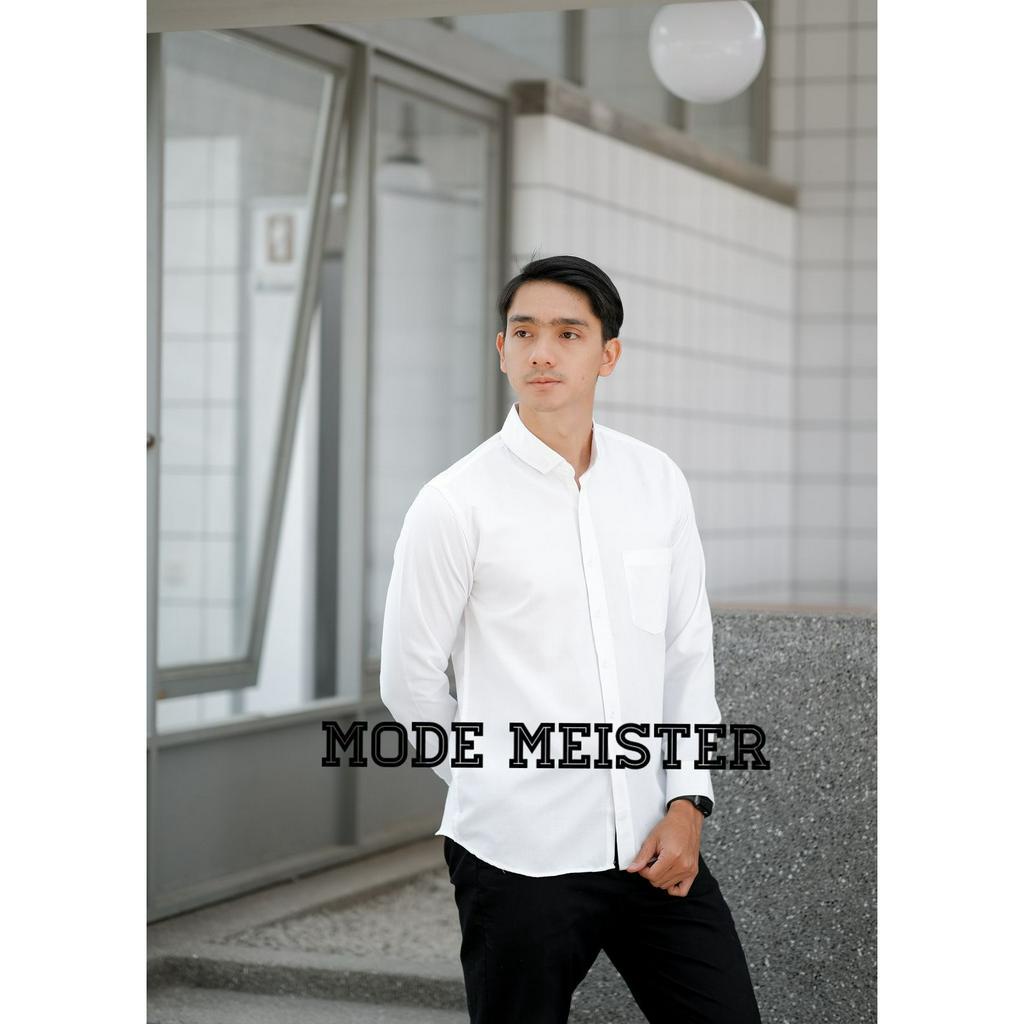 KEMEJA POLOS PRIA KASUAL LENGAN PANJANG SLIMFIT WARNA PUTIH