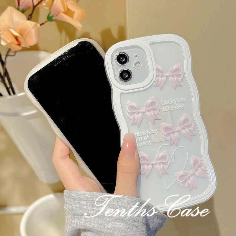 Realme C55 C35 C33 C31 C30 10 GT 9 Pro+C25Y C21Y C25 C25s C12 C21 C20 C20A C11 C17 7i C15 8 7 6 5 Pro 8i 5i 5s 6i Narzo 50A 50i Pink Girly Bow Phone Case Lembut Sarung Bening