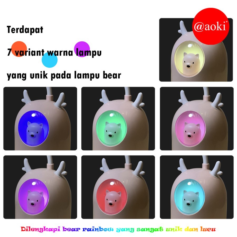 AOKI Lampu belajar bear rainbow tricolour sentuh 3warna ak 6105 Putih