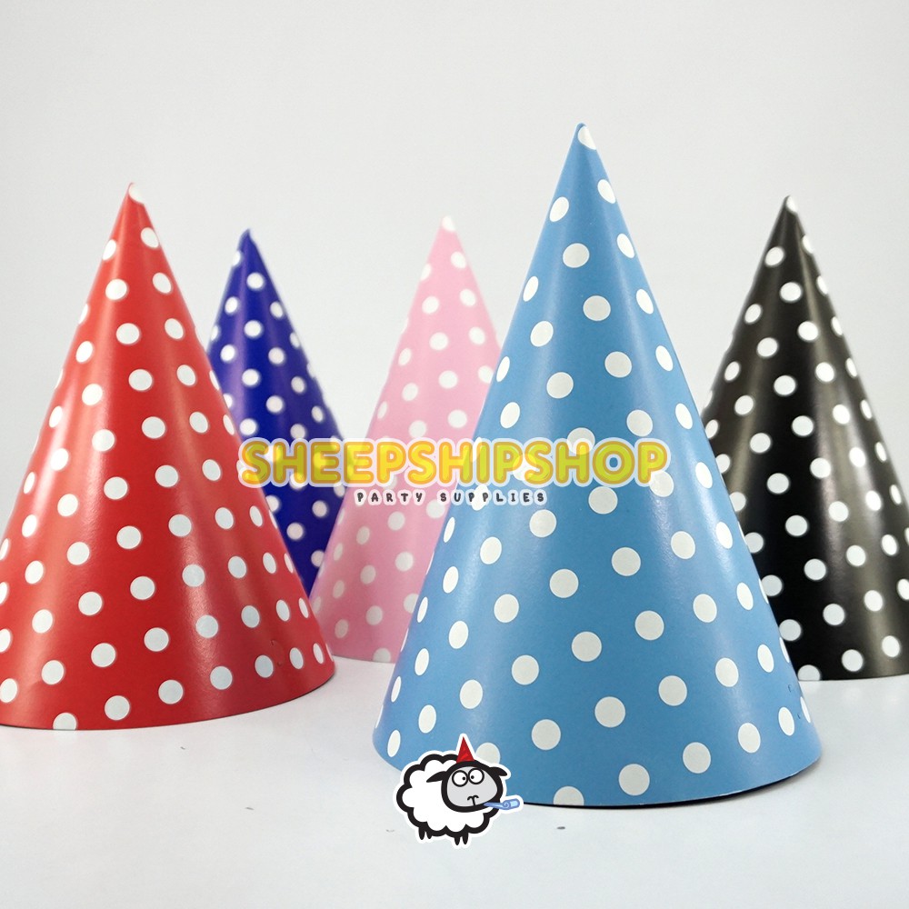 TOPI ULANG TAHUN KERUCUT BESAR Polkadot Birthday Cone Party Hat