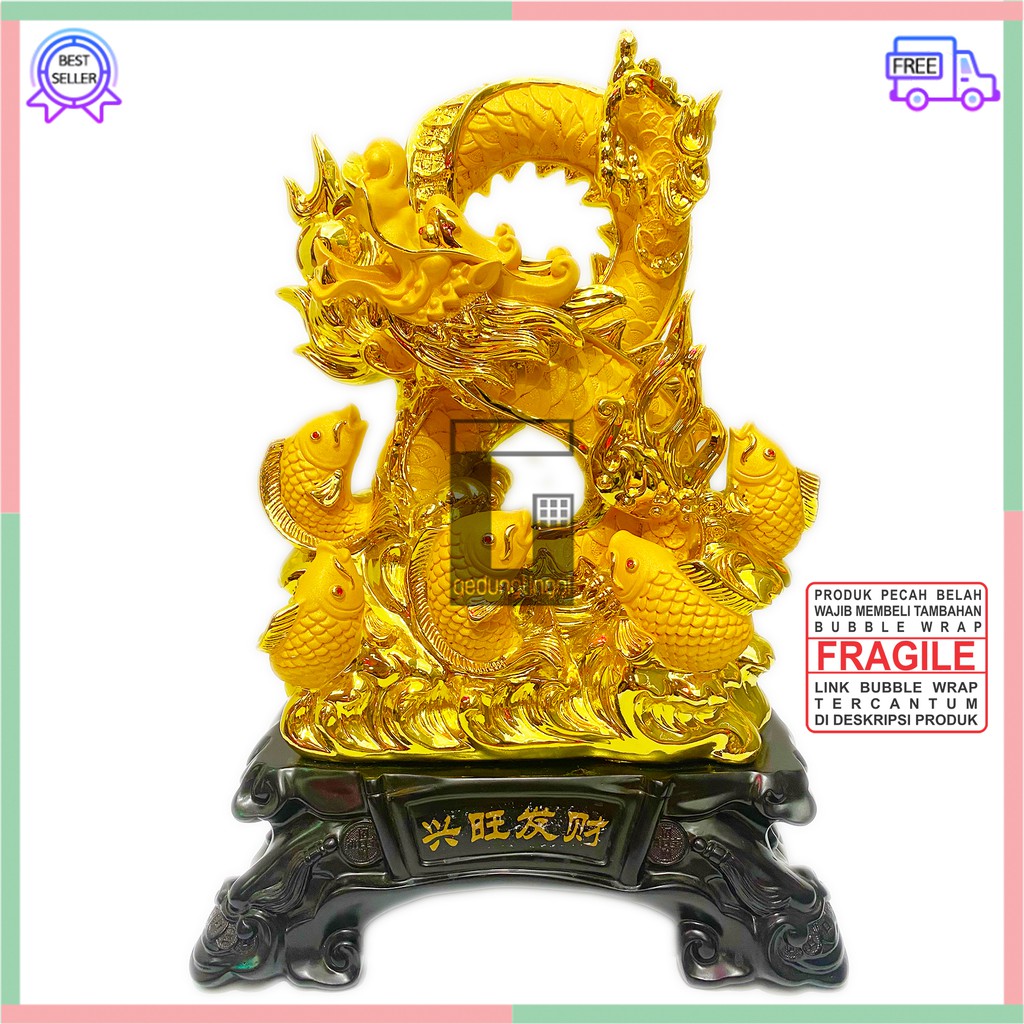 Patung Hiasan Pajangan Shio Naga Mutiara Uang Duit Coin Koin Emas Gold Kuningan Dewa Buddha Budha Resin Batu Giok Kayu Kuno Fengshui Feng Shui Fengsui Rejeki Hoki Meja Toko Cafe Jumbo Besar Hadiah Kado Imlek Sincia Tahun Baru Cina China Cny New Year 2024