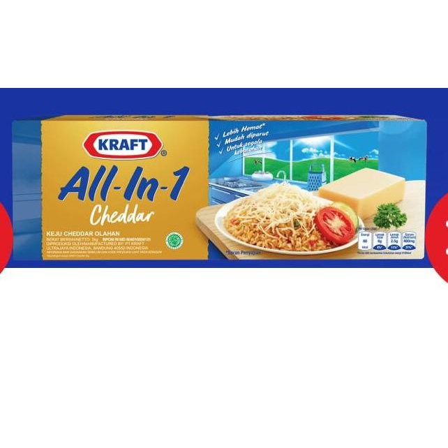 

(BISA COD) Keju Kraft Cheddar All-in-1 2kg TERBAIK Kode 513