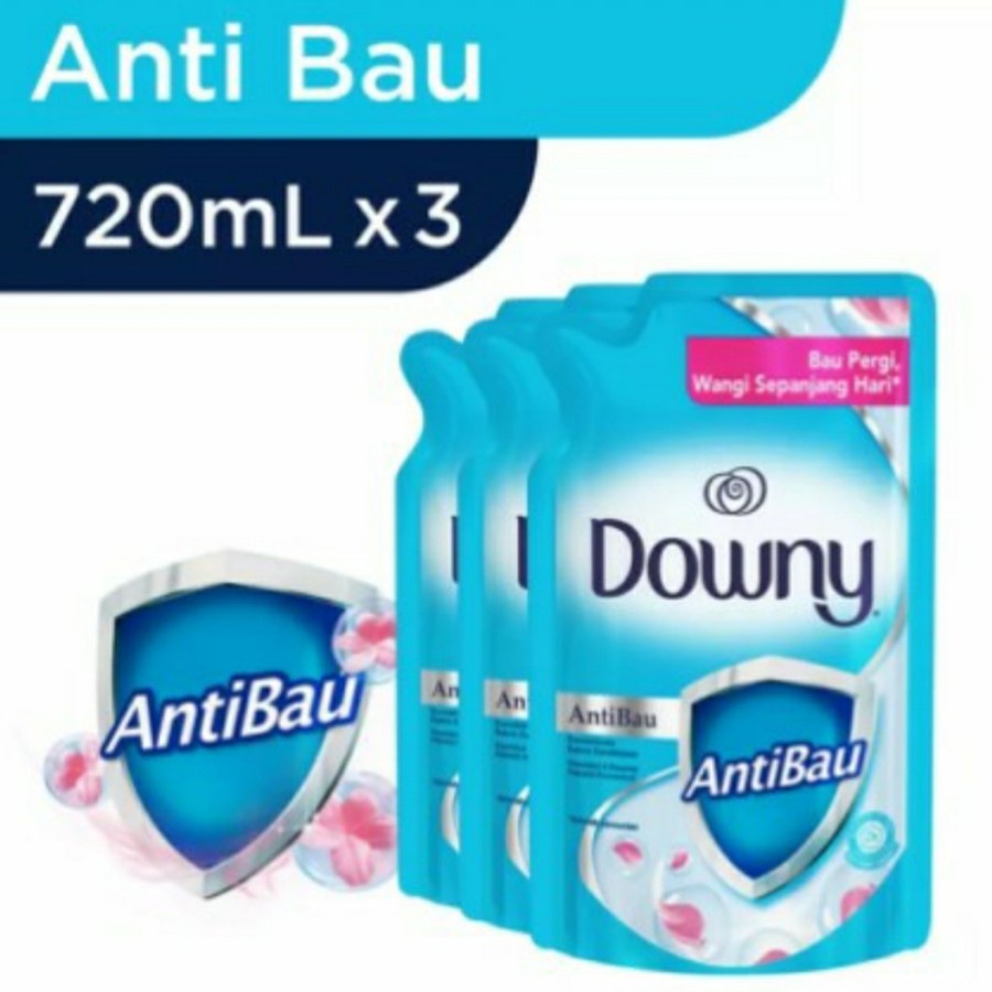 Downy Anti Bau Pelembut Pewangi Pakaian Refill 720 Ml Paket 3 Pcs