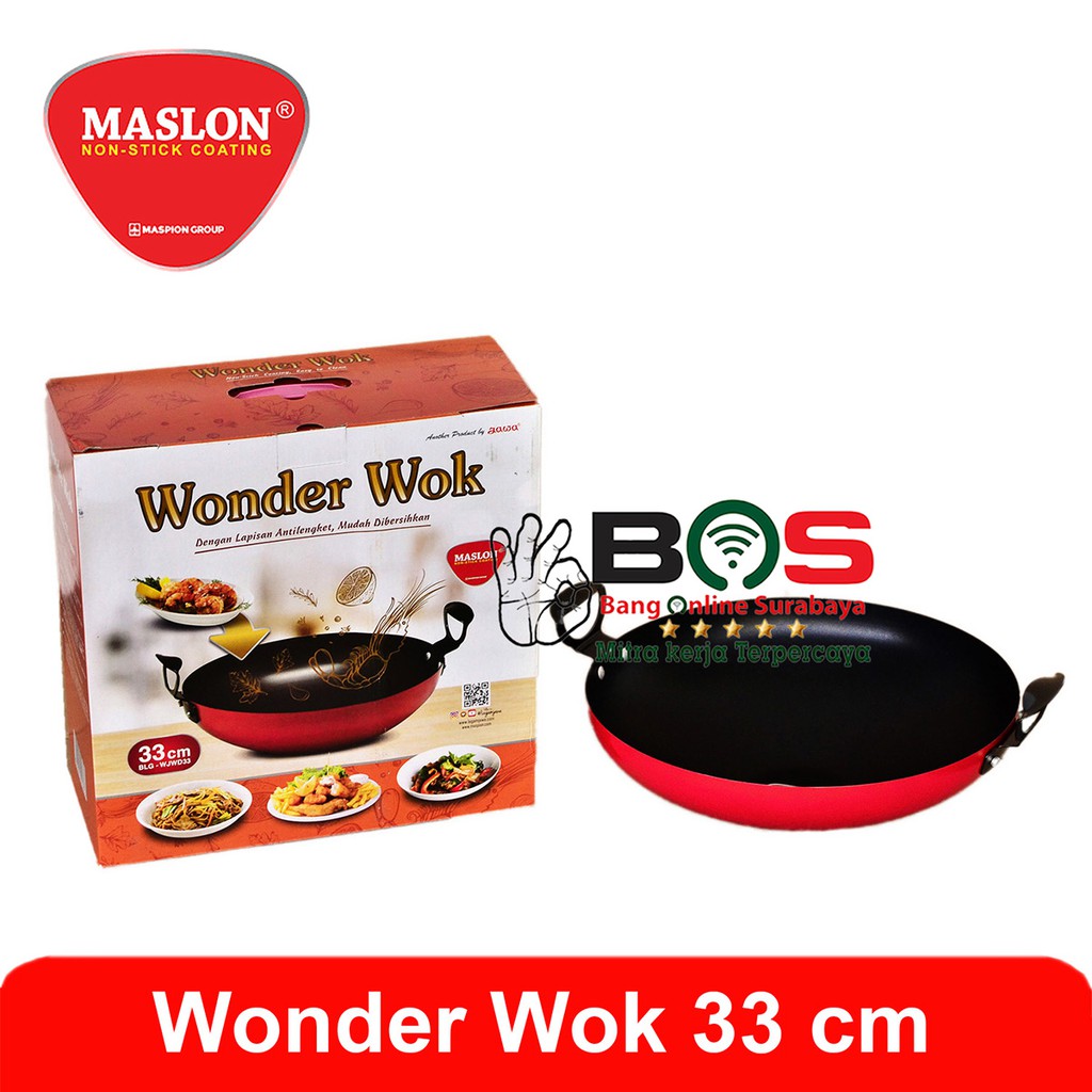 Maspion Wajan Penggorengan Anti Lengket 33 CM Wonder Wok Wajan Panci Penggoreng