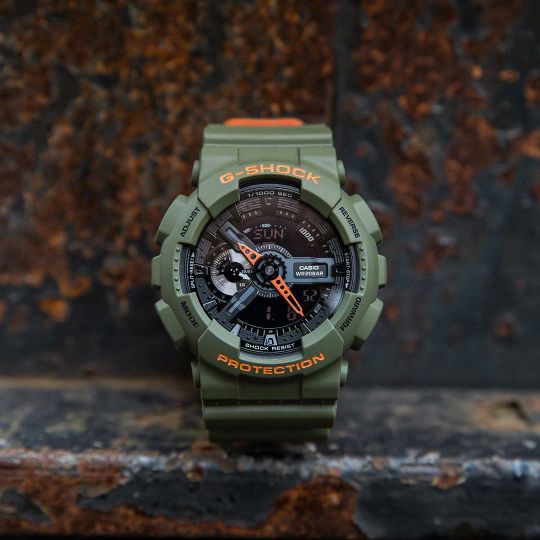 Jam Tangan Pria Casio G-Shock GA-110LN Green List Orange Original BM