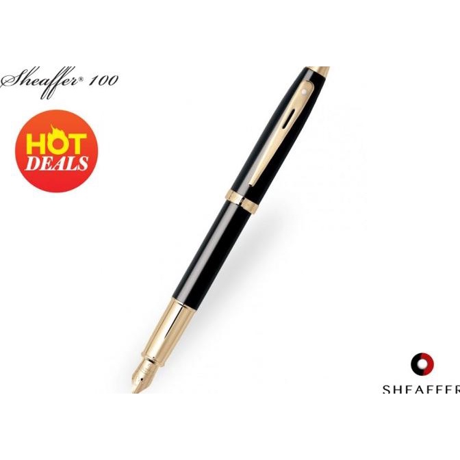 

Sheaffer 100 Fountain Pen Glossy Black Featuring Gold 9322