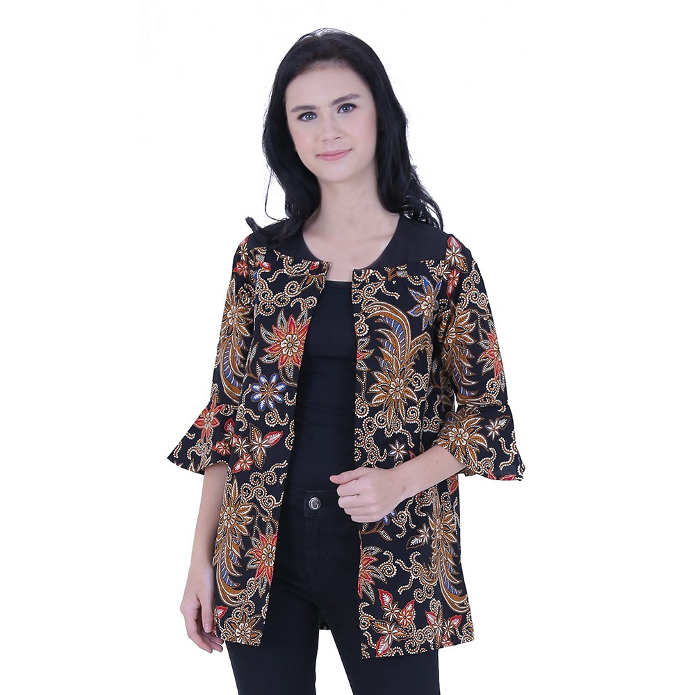  Cardigan  Batik  Wanita Rianty Vega Black Shopee  Indonesia