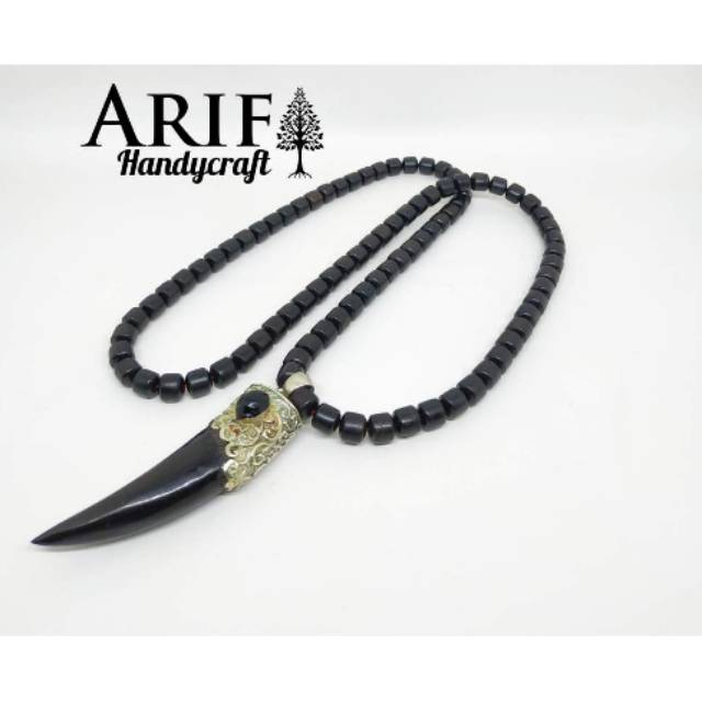 Kalung kayu galih kelor hitam full galih