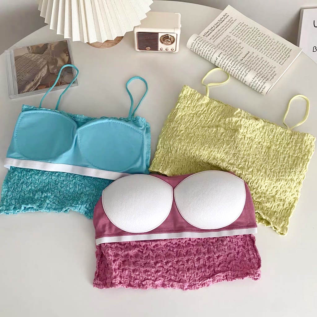 BEE - Tank Top Bra Rajut Wanita Crop Top / Tanktop Square Tali Spaghetti Premium 8702