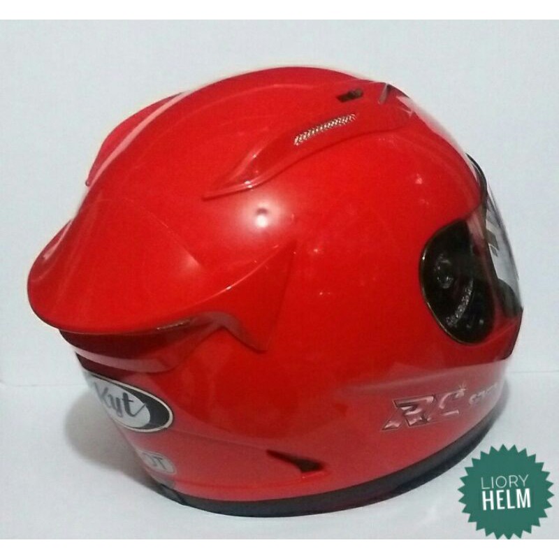 HELM KYT FULL FACE KYT RC-7 FIRE RED SOLID CLEAR ORIGINAL||HELM KYT FULL FACE TERMURAH