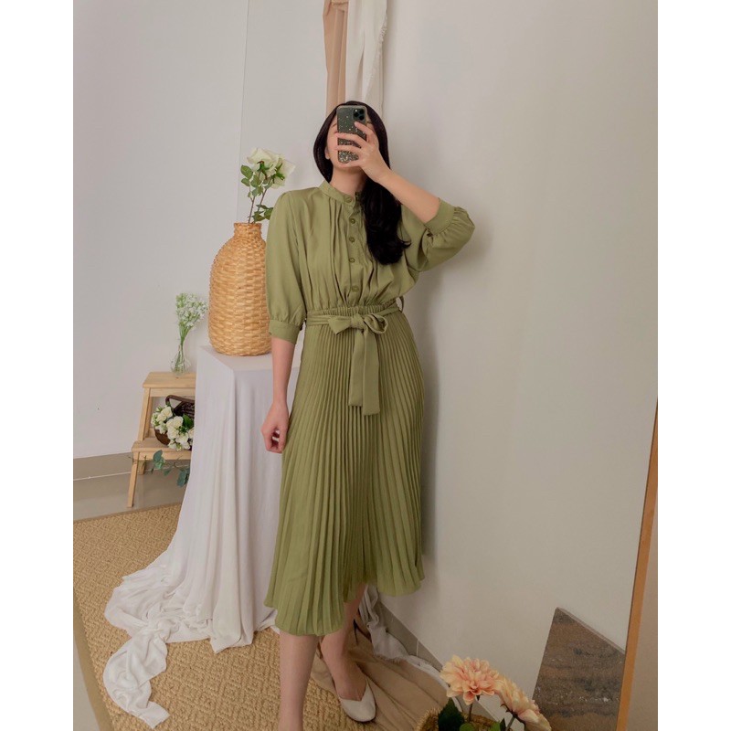 KANON - Kyouka Vintage Shirt Dress - Dress pesta midi atau maxi model vintage korean look