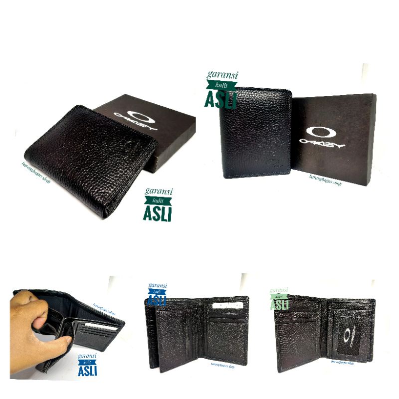 Dompet kulit asli pria import Oakley model lipat buku berdiri 3 dimensi