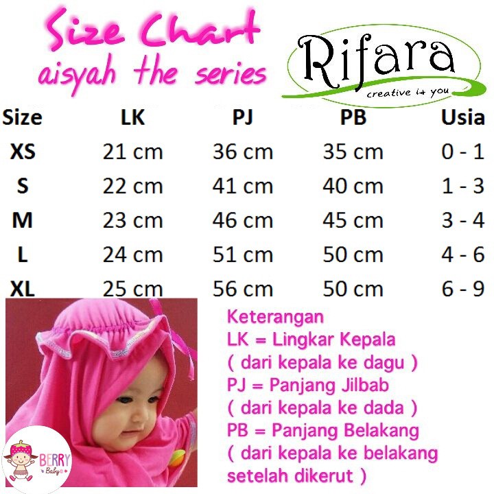 Rifara CLEARANCE SALE Hijab Aisyah Kerudung Jilbab Bayi Anak Premium Berry Mart