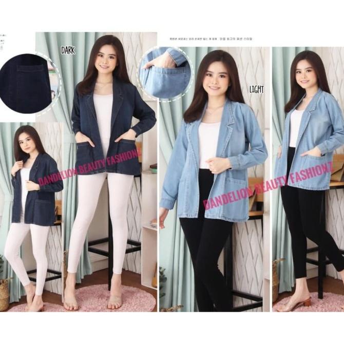 BLAZER JEANS DENIM WANITA LENGAN PANJANG