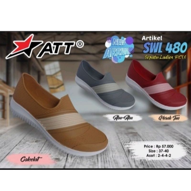 Sepatu Karet Wanita Sepatu Slip On ATT  sepatu att SWL 480 - sepatu slip on karet wanita