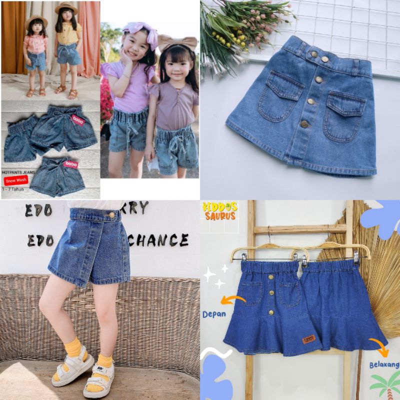 (BISA COD) 1-10 tahun CELANA JEANS PENDEK ANAK PEREMPUAN MURAH ROK JEANS CARTERS ROK MINI JEANS ANAK