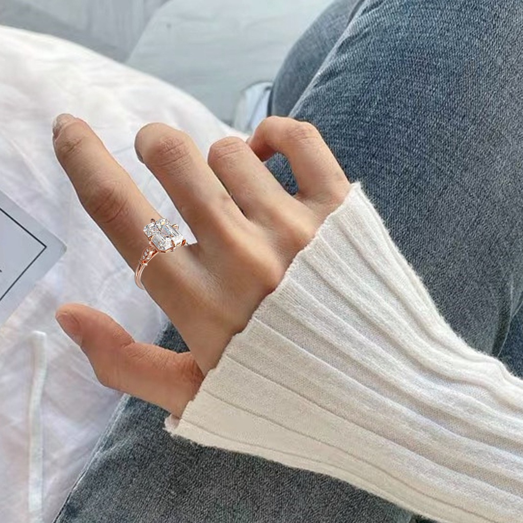 Hu Hu Hu Hu Hu Alat Bantu Pasang Kacamata♡ Cincin Jari Warna Rose Gold Hias Kristal Imitasi Gaya Klasik Untuk Wanita