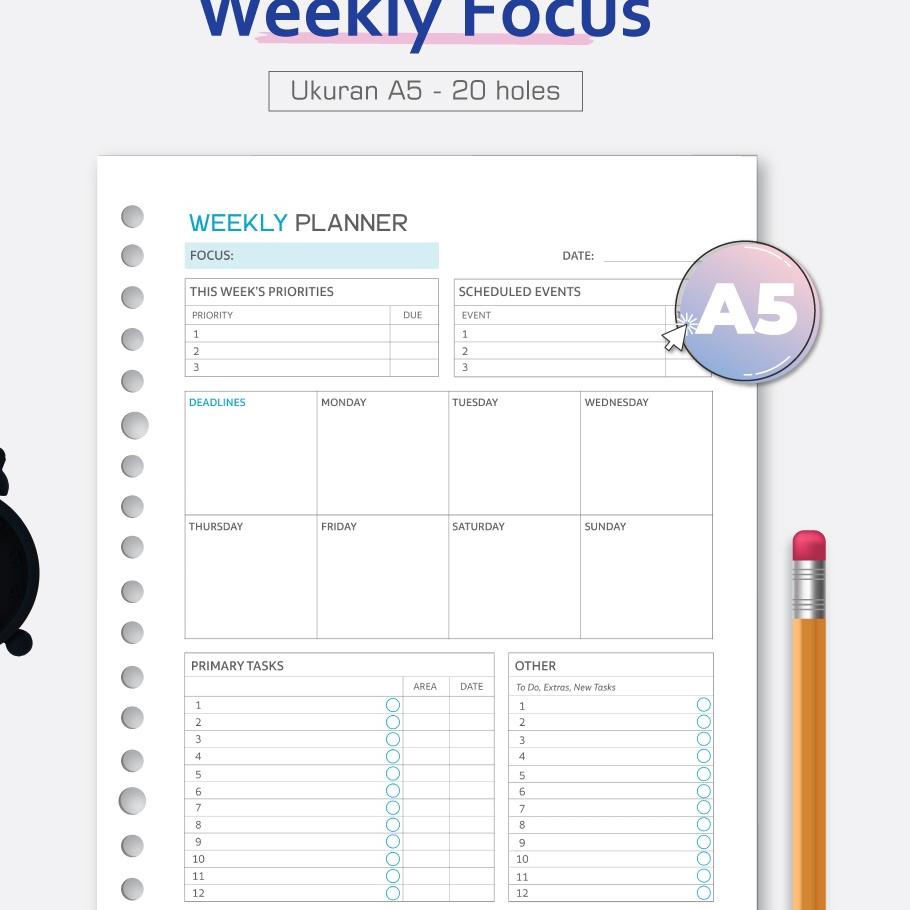 

Terjangkau Bukuqu Loose leaf A5 - L217 Weekly Planner Focus ✓