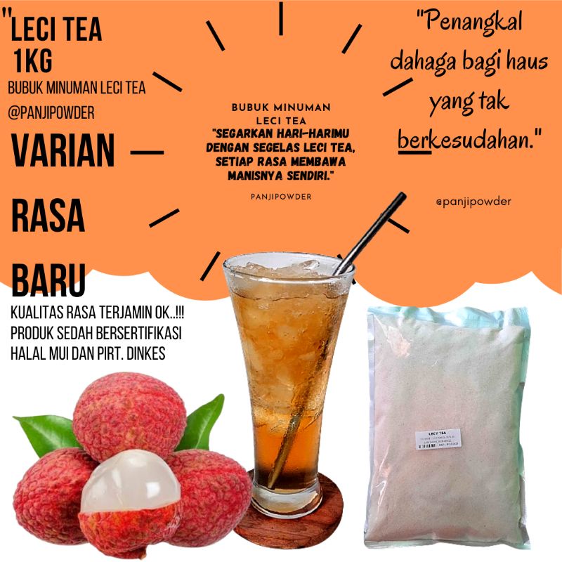 leci tea 1kg bubuk minuman rasa lychee tea serbuk minuman serbuk minuman aneka rasa