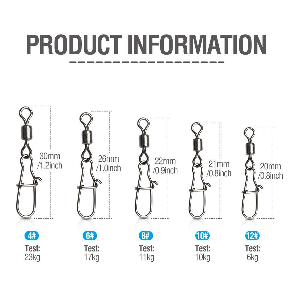 Agustinina Konektor Memancing 4-12 100 Pcs/Set Fishhook Pin Snap Alat Pancing Pin Fishing Tackle Memancing Aksesoris Konektor Putar